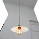 Mid-Century Italian Ceramic and Brass Pendant Lamp
