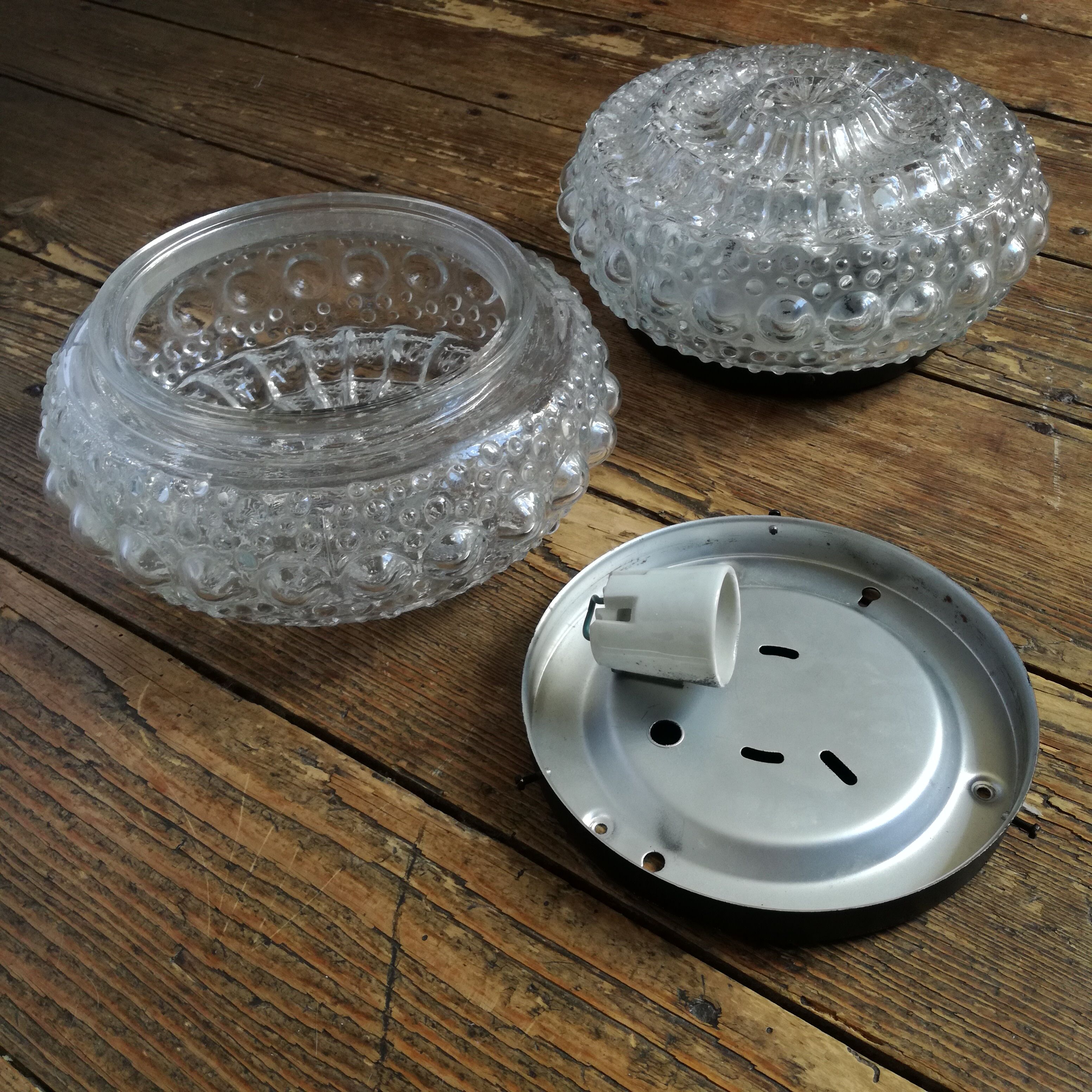 Round glass ceiling lights - $25