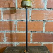 Vintage French Cast Iron Stand Ashtray + Gold Metal Ashtray #D
