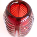 Mid-century modern handmade crystal vase in a bright red colour