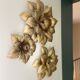 Three MASCA wall lights (Italy) in gilded metal - 1970.