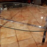 Chrome and glass coffee table (oval or rectangle)