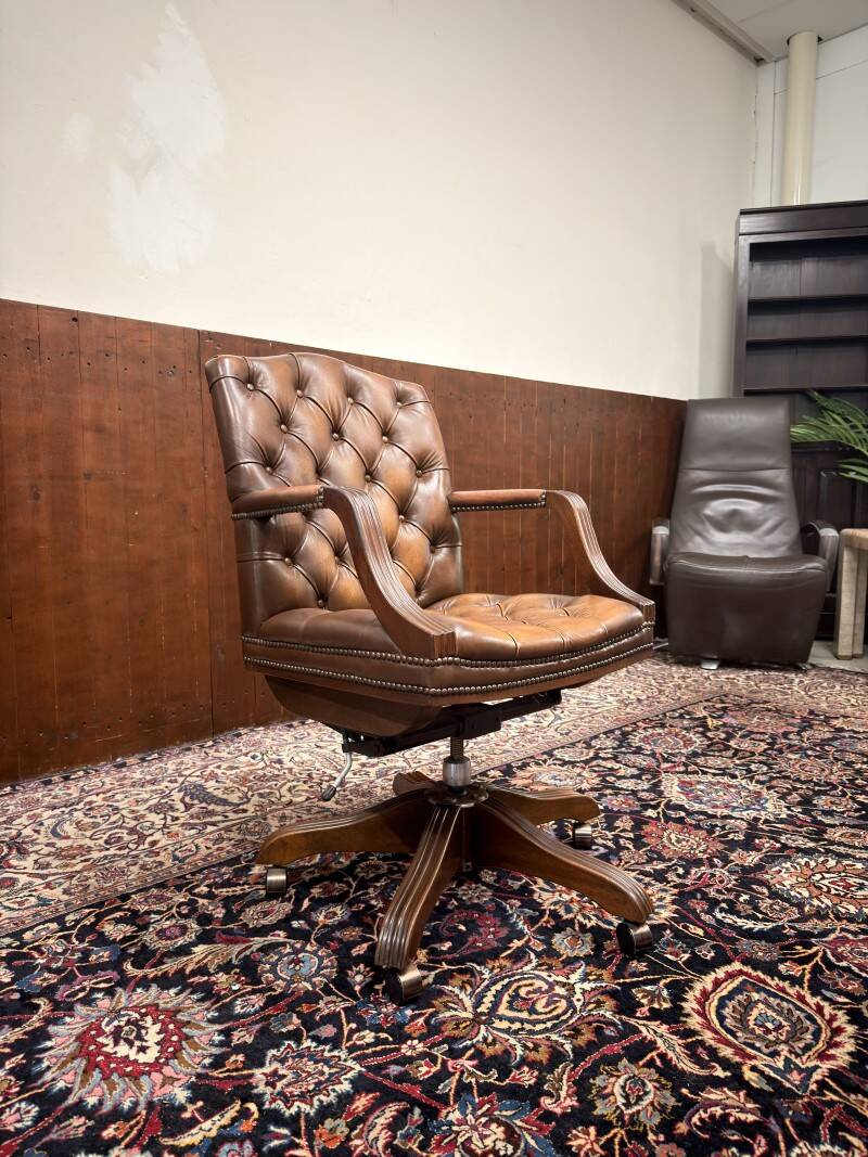 Brown Chesterfield President Chair