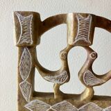 Vintage stone folk art candle holder