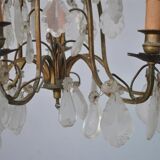 Lustre à pampille de style Louis XV bronze doré 6 feux