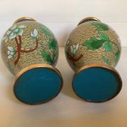 Pair of cloisonné enamel vases