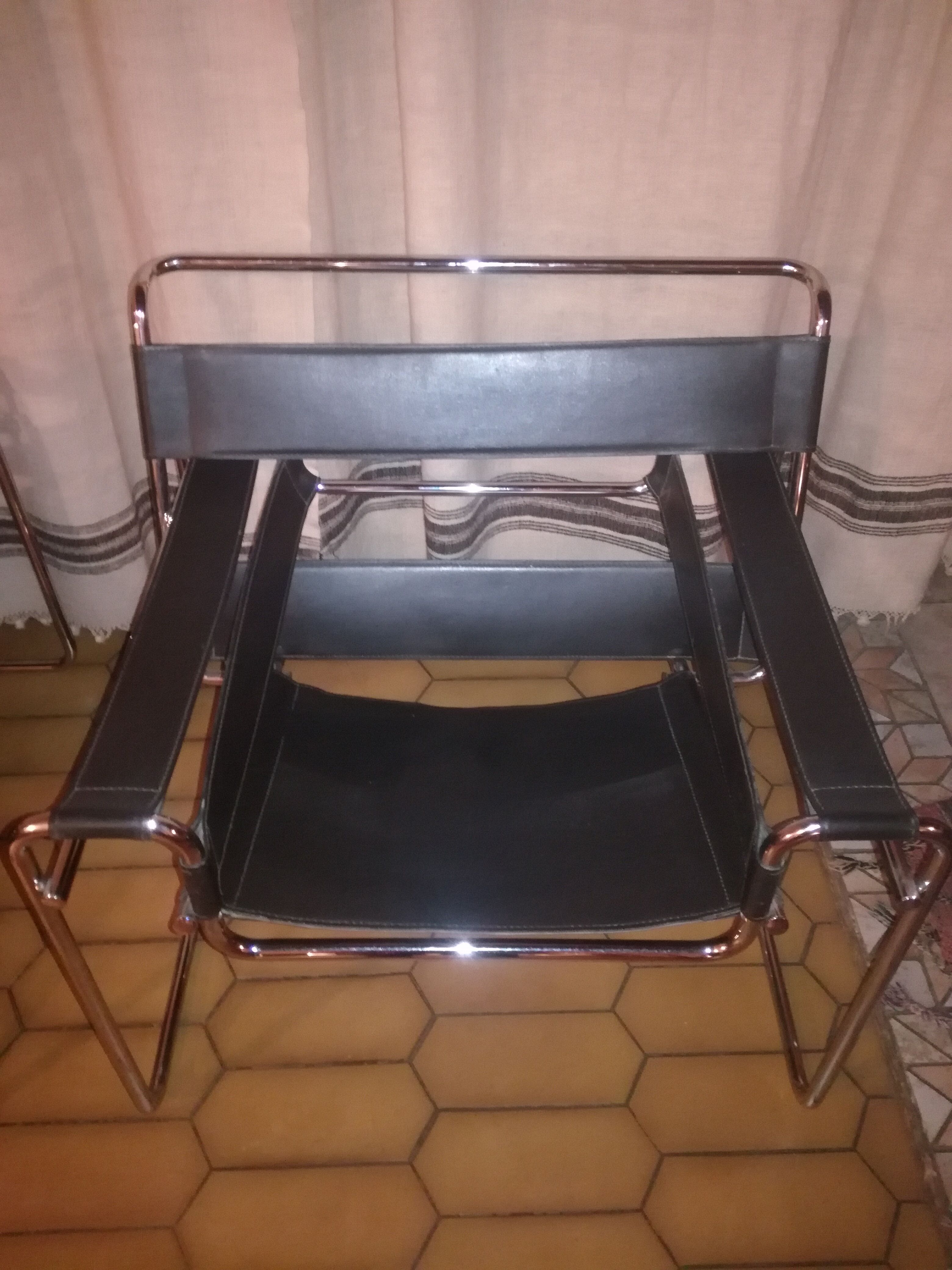 Pair of leather armchairs Breuer model B3