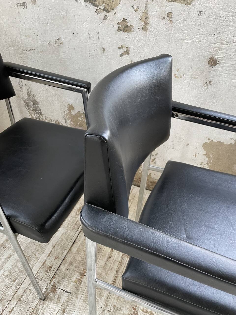 Pair of chrome office chairs