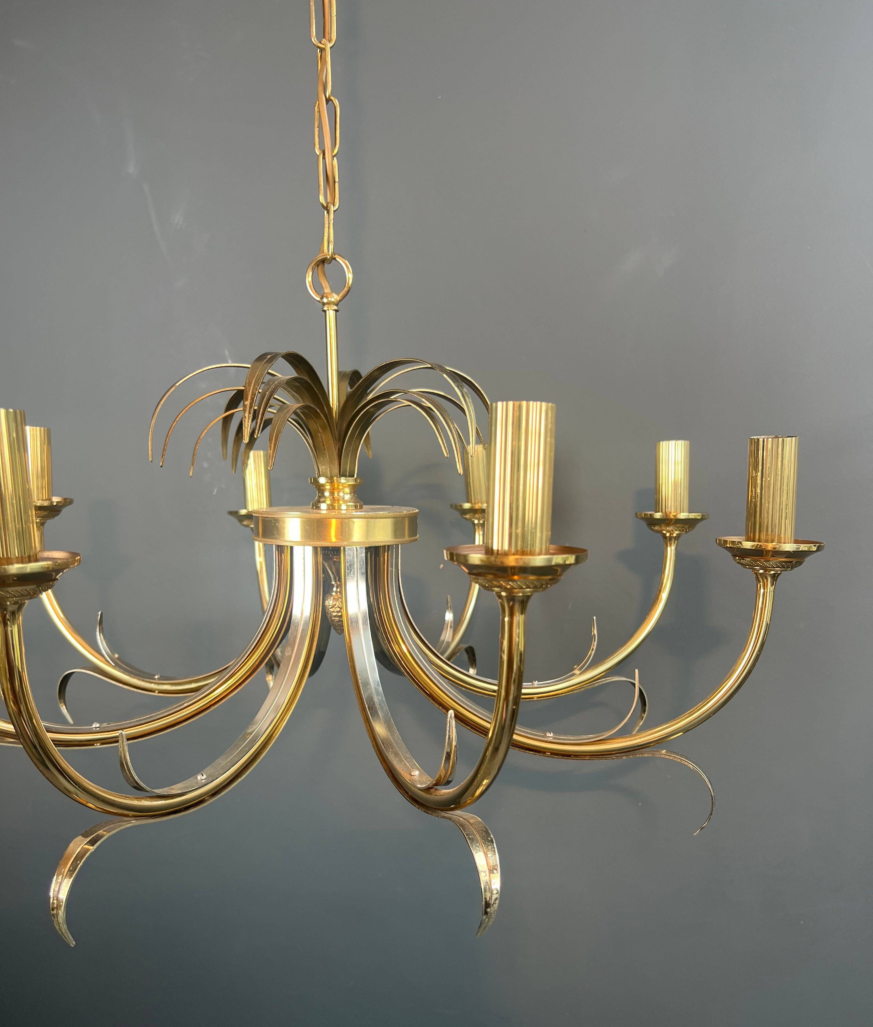 Brushed metal and gold metal pineapple chandelier