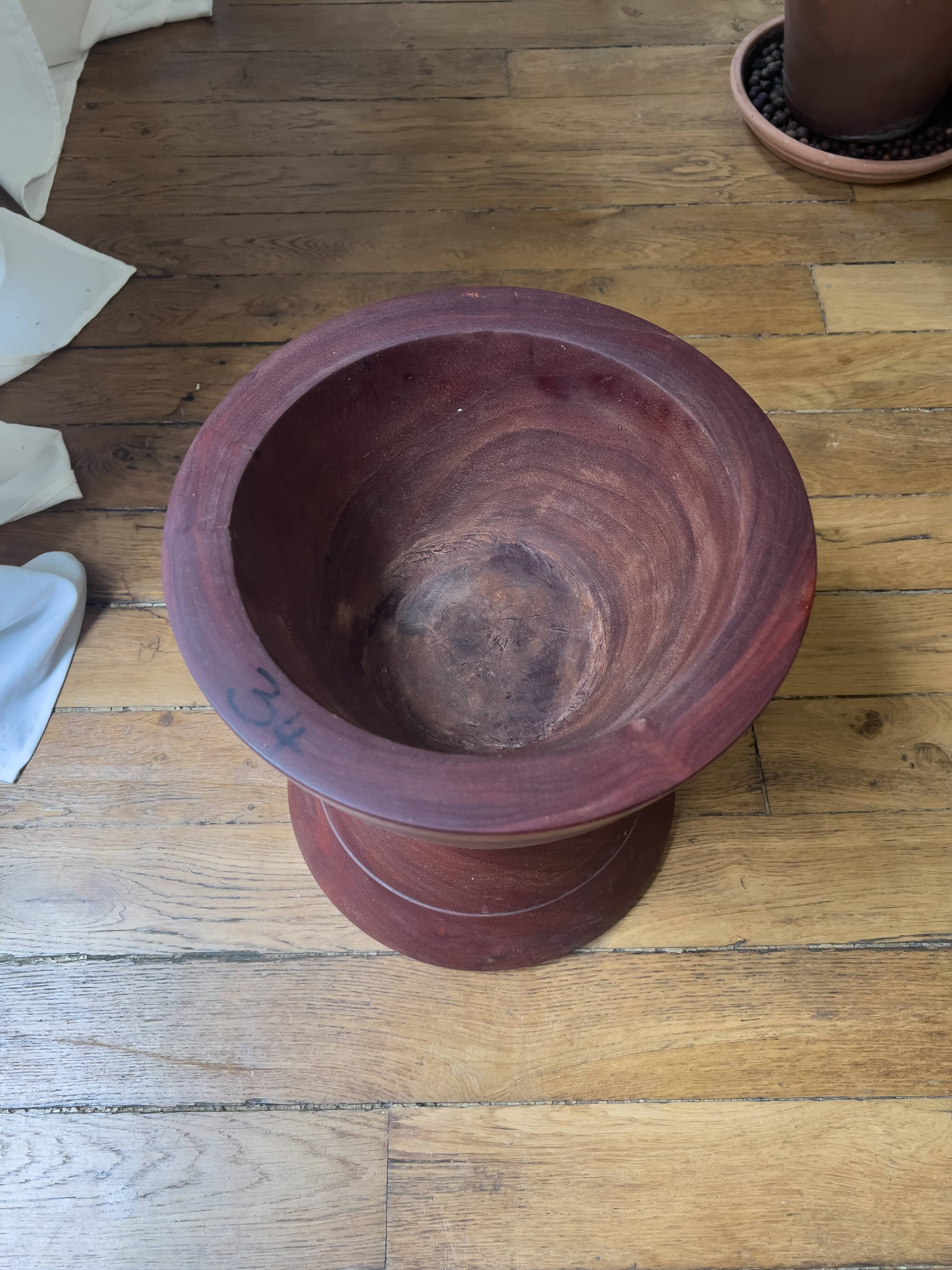 Authentic large wooden mortar and pestle