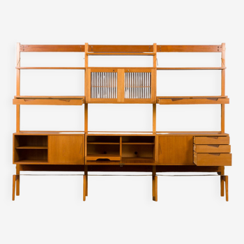 Scandinavian teak  free standing "Rival" wall unit by Kjell Riise, Norway 1960s