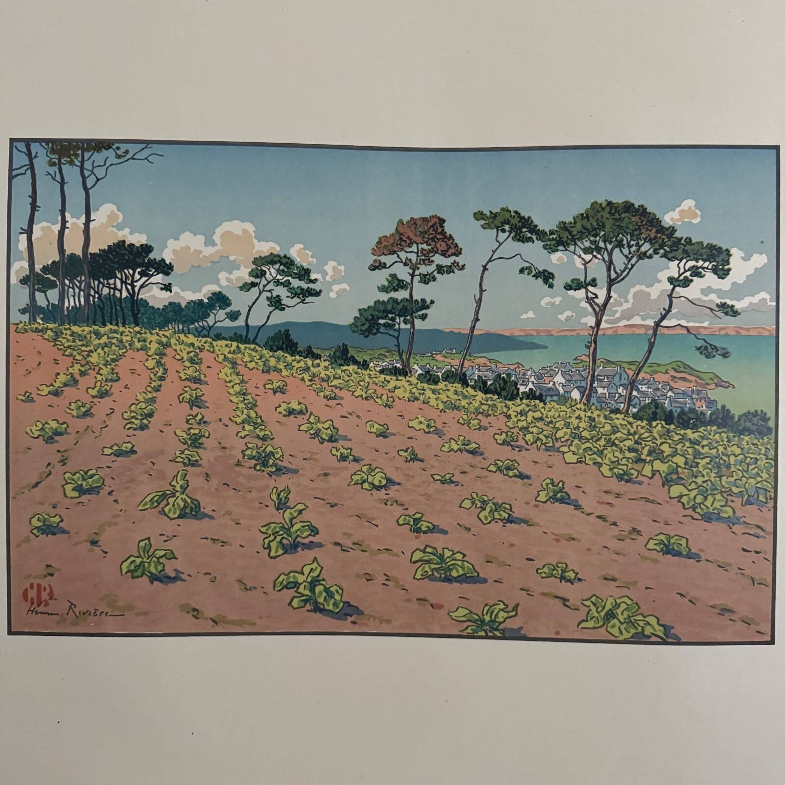 Lithograph by Henri Rivière Douarnenez seen from the Ris