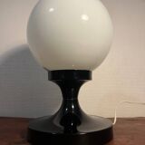 Opaline and black metal table lamp, 1980s