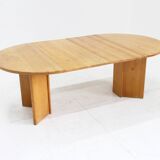 Table à manger ronde extensible vintage danoise en bois massif