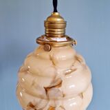 Art Deco suspension in marbled opaline with ouraline (4 available)
