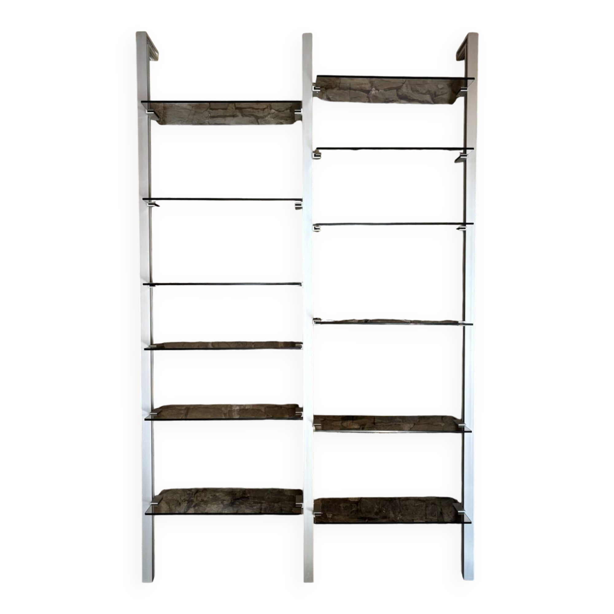 Modular metal and glass bookcase for Roche Bobois, 1970
