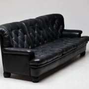 Three-seater sofa "Jupiter" in black leather by Arne Norell, Sweden, 1960.