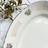 Plat oval vintage en faïence fleurie moulin des loups modèle "cordoue"