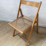Vintage folding chair wood and caning