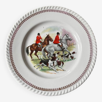 Assiette en porcelaine pour décoration « équipage chasse à courre »