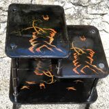 Antique chinese napoleon iii black lacquered shelf