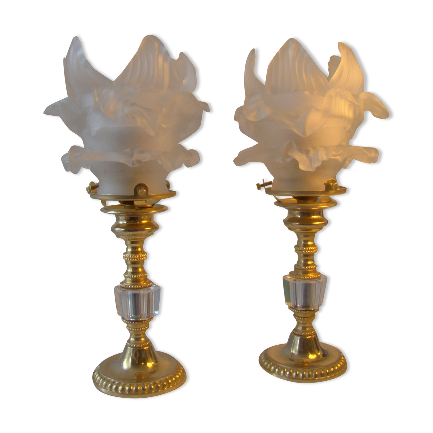 Paire de lampes vintage dorées