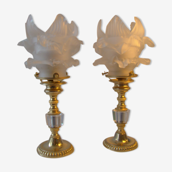 Pair of golden vintage lamps