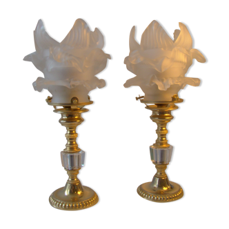 Pair of golden vintage lamps