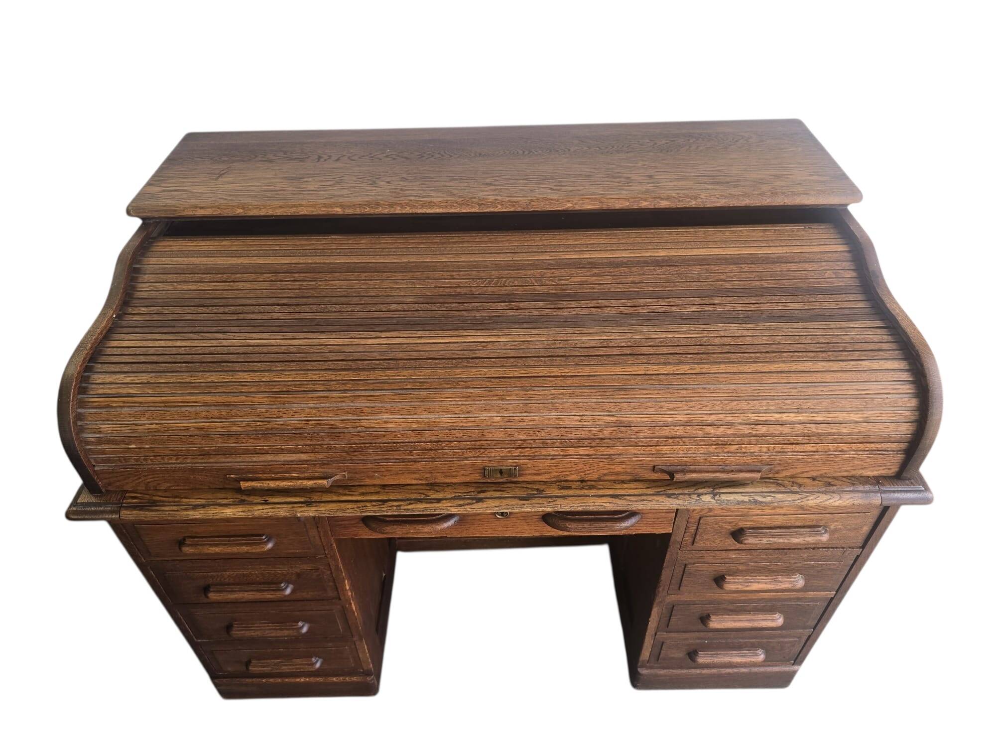 Bureau américain vintage en bois avec porte à volet