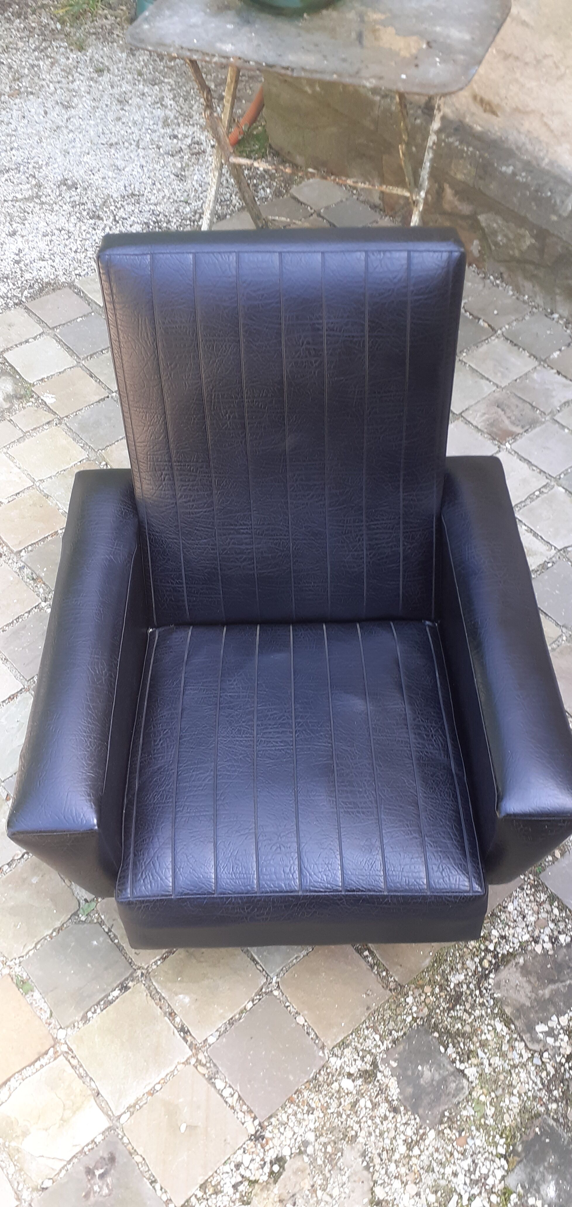 Pair of armchairs vintage year 60 imitation black leather