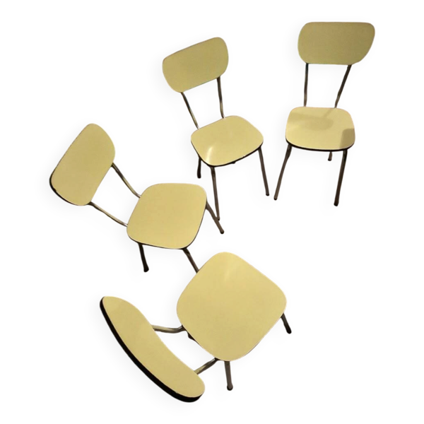 4 chaises en formica jaune