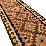 Traditional afghan kilim rug oriental pink green wool rug 100x279cm