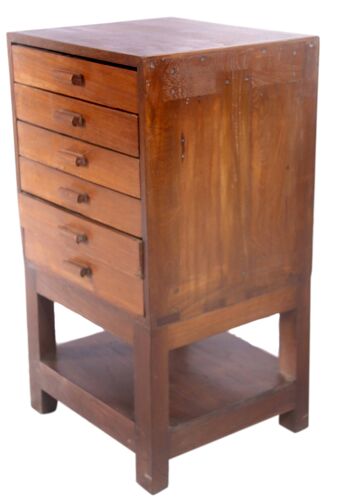 Ancien meuble d'atelier en teck birman ancien