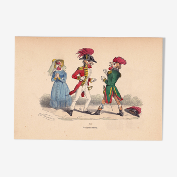 CARICATURE 19TH CENTURY 1869 Rooster Hen ANIMALS JEAN JACQUES GRANDVILLE DECO Rooster Chicken