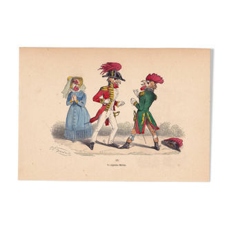 CARICATURE 19TH CENTURY 1869 Rooster Hen ANIMALS JEAN JACQUES GRANDVILLE DECO Rooster Chicken