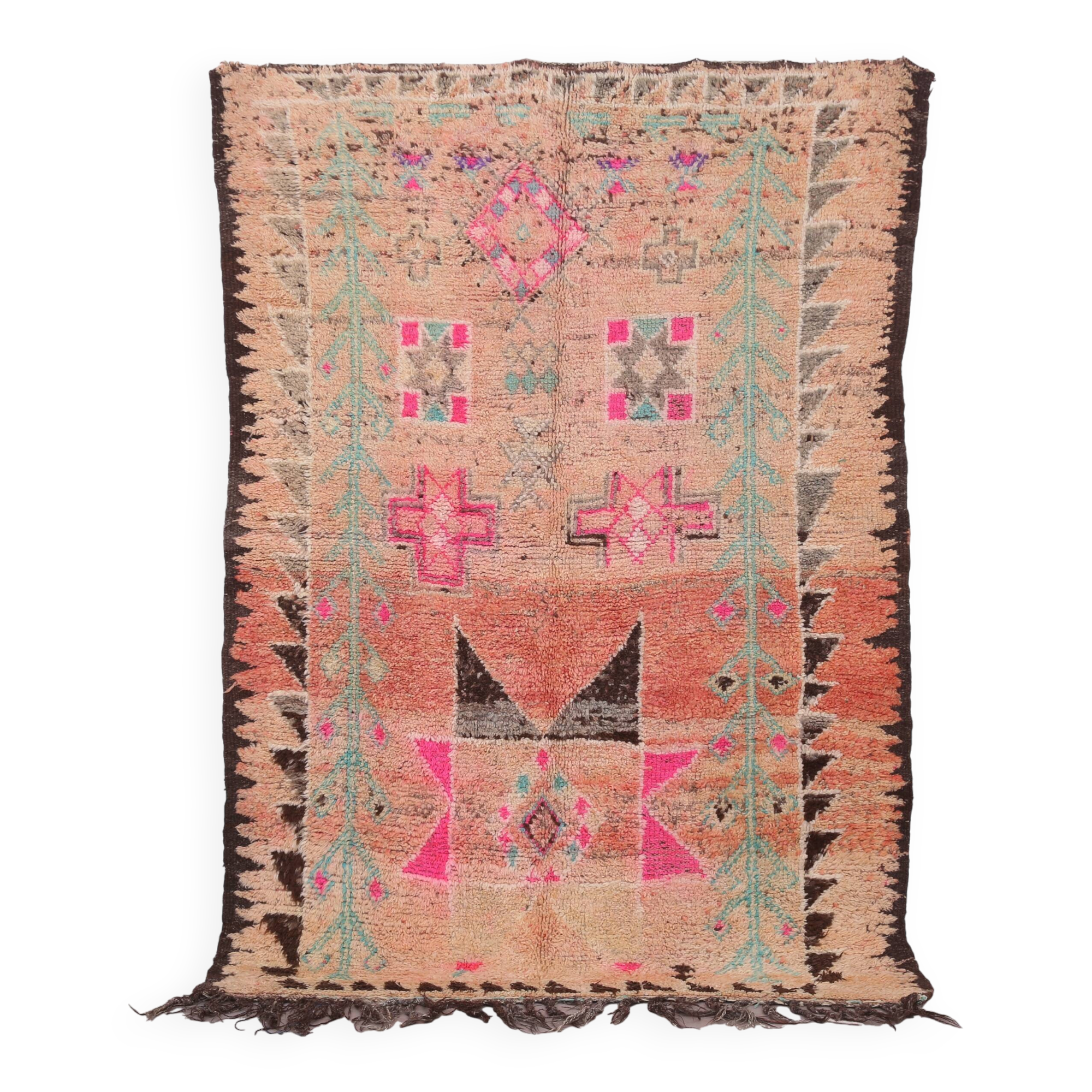 Pink vintage handmade moroccan rug 152 x 231 cm - Berber Wool Rug Antique