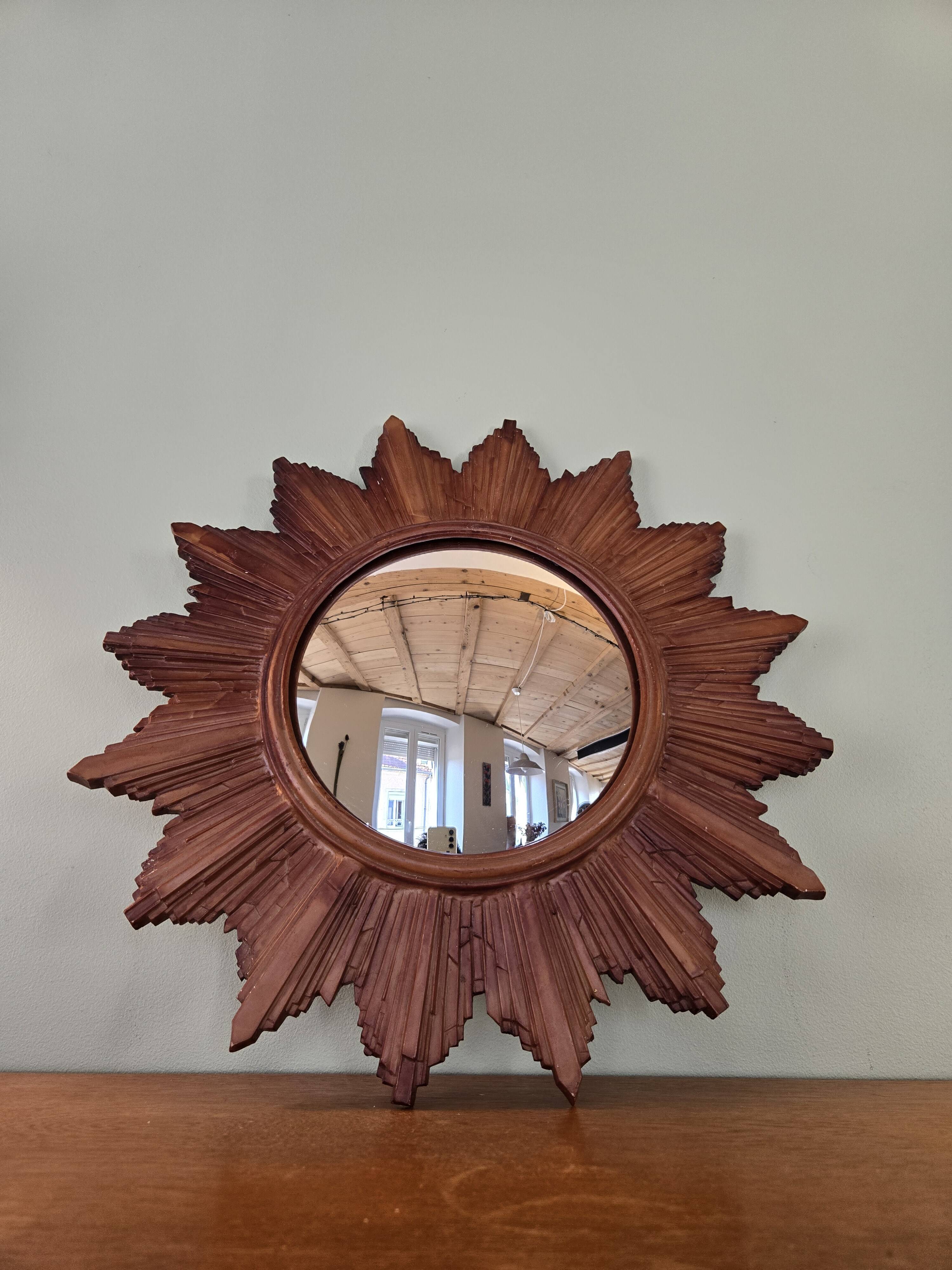 Miroir soleil en résine avec glace « oeil de sorcière » - déco vintage