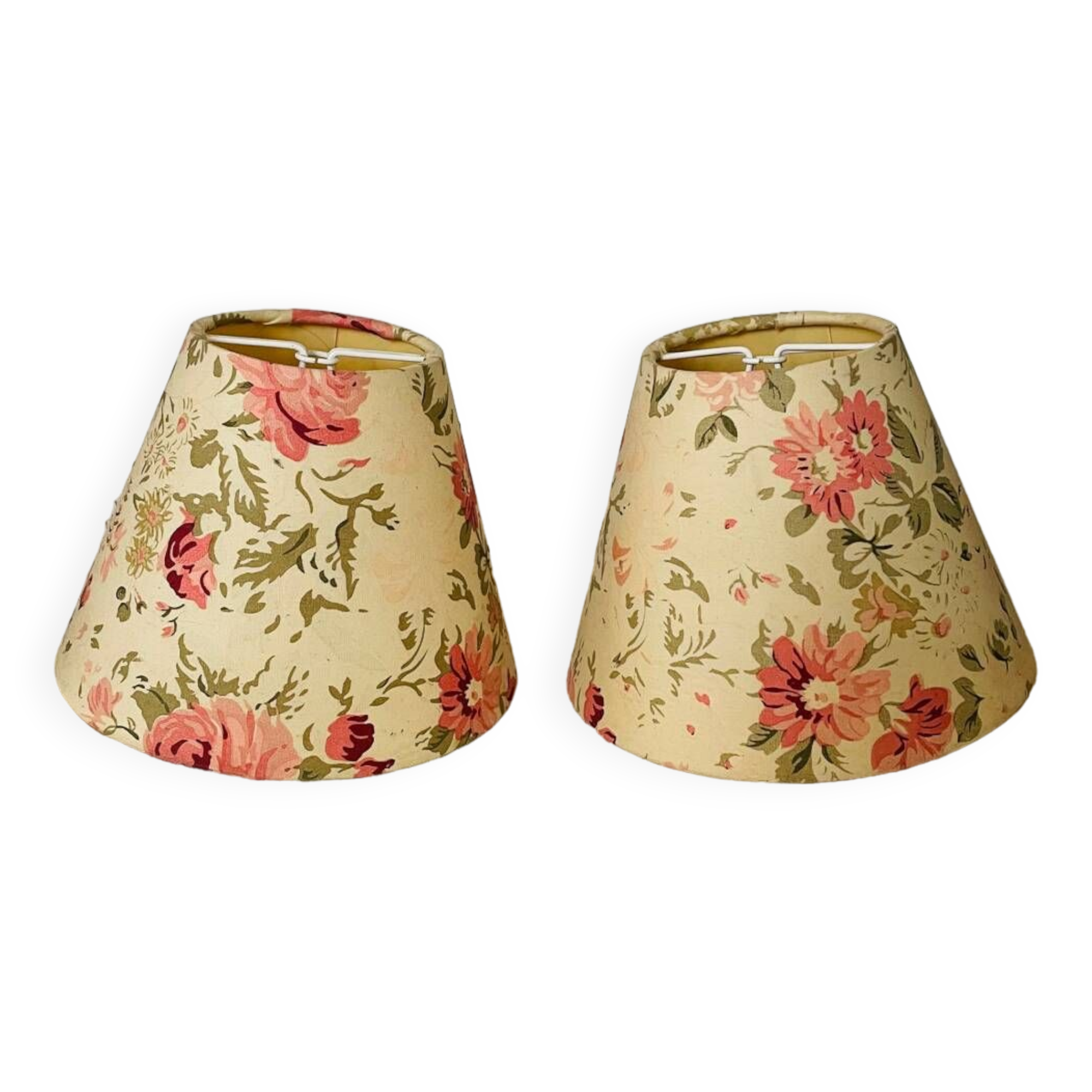 Set of two small vintage flowered lampshades