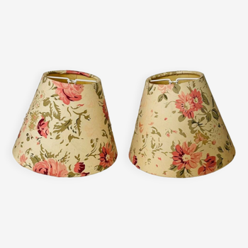 Set of two small vintage flowered lampshades