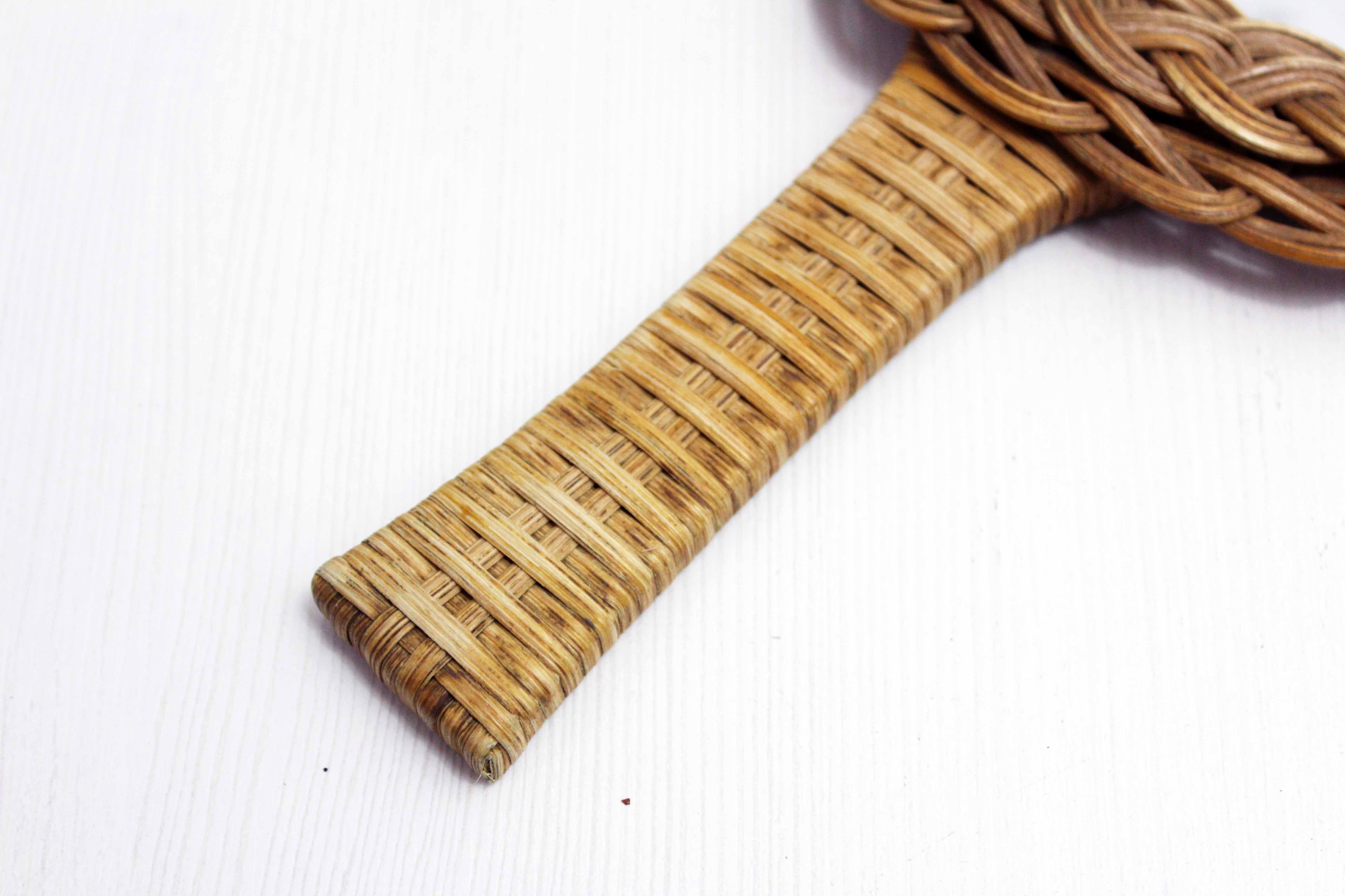 Wicker hand mirror