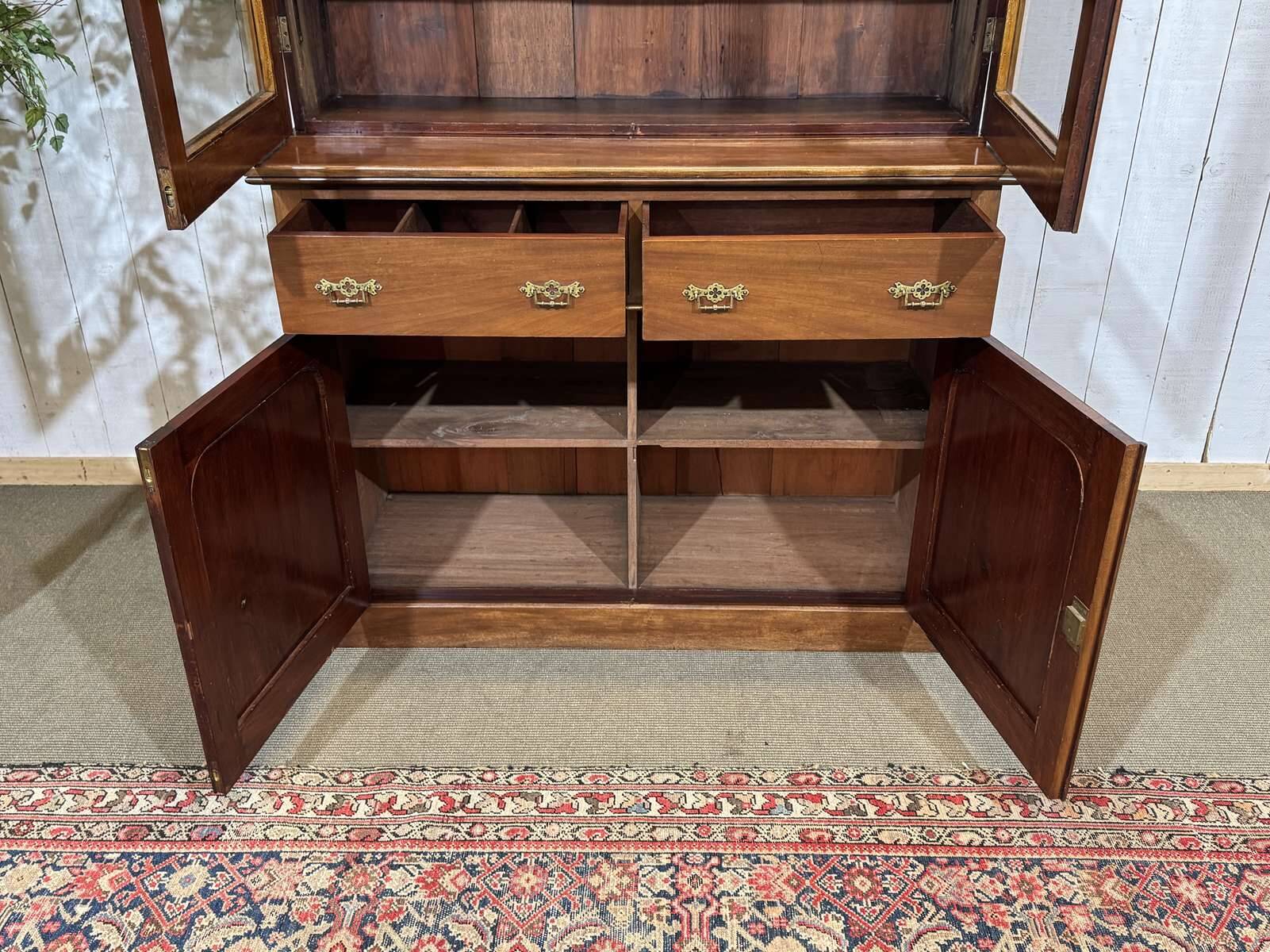 Victorian 19th-century mahogany two-body library