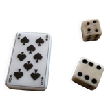 Very old small dice and playing card