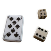 Very old small dice and playing card