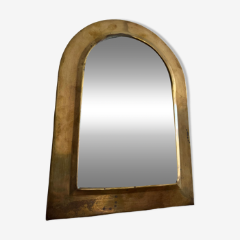 Brass half-moon mirror