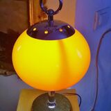 Desk lamp orange with black marble 1950 s base