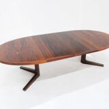 Vintage Danish oval extendable dining table palissander by Dyrlund
