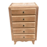 Commode chiffonnier art déco rénovée en chêne 1950