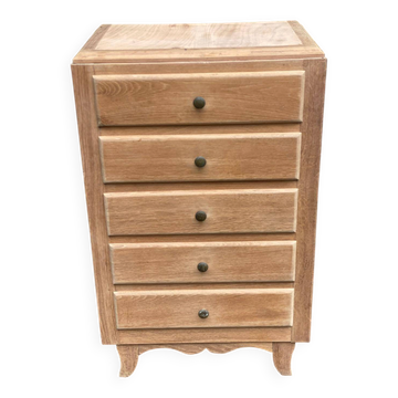 Renovated Art Deco chest of drawers in oak from 1950.
