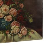 Large Floral Still Life Painting Roses Bouquet Signed R. Blanlin