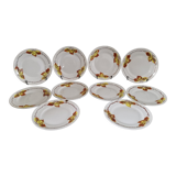 Set of 10 Bohemian dessert plates Orchies Moulin des Loups